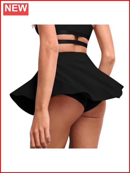 Dresses & Skirts - High Waisted Ruffle Mini Skort with Built-in Shorts for Dance & Workout